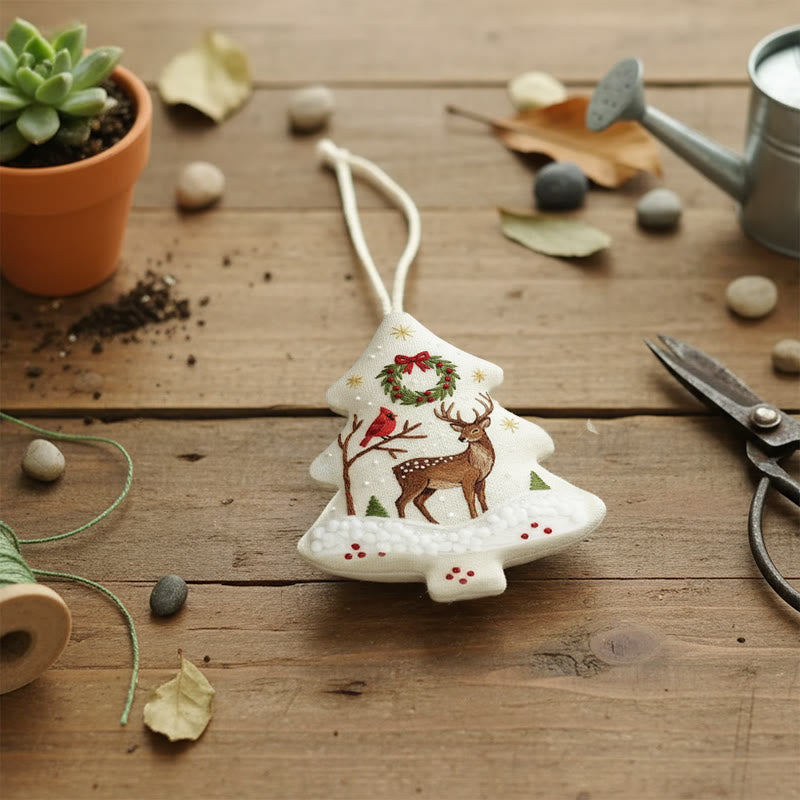 Rubbyoo Tree-shaped Embroidery Kit - Reindeer With Jingle Bells | Crafted With Love Treasure | Christmas Must-have - image 6