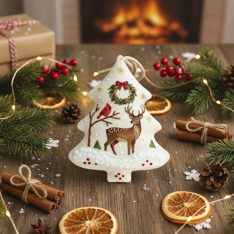 Rubbyoo Tree-shaped Embroidery Kit - Reindeer With Jingle Bells | Crafted With Love Treasure | Christmas Must-have - image 3