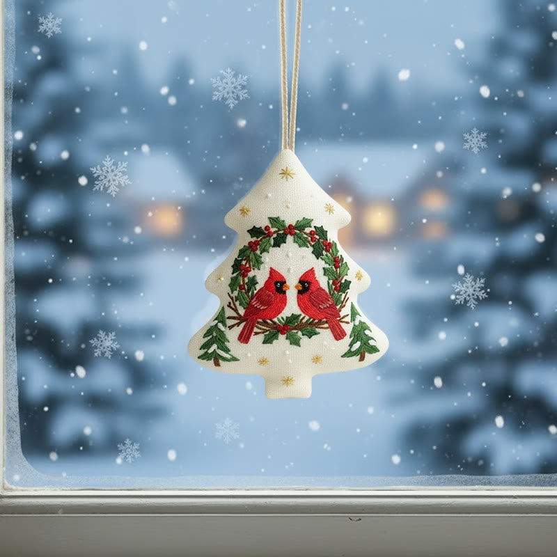 Rubbyoo Tree-shaped Embroidery Kit - Red Cardinal | Diy Christmas Decoration | Beginner Hand Embroidery Gift - image 1