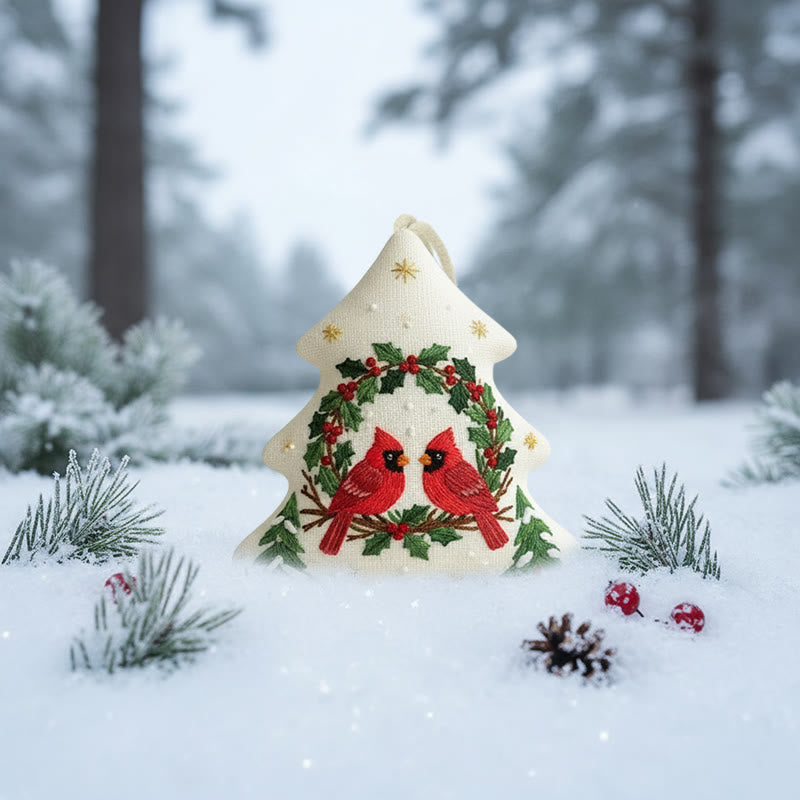 Rubbyoo Tree-shaped Embroidery Kit - Red Cardinal | Diy Christmas Decoration | Beginner Hand Embroidery Gift - image 7