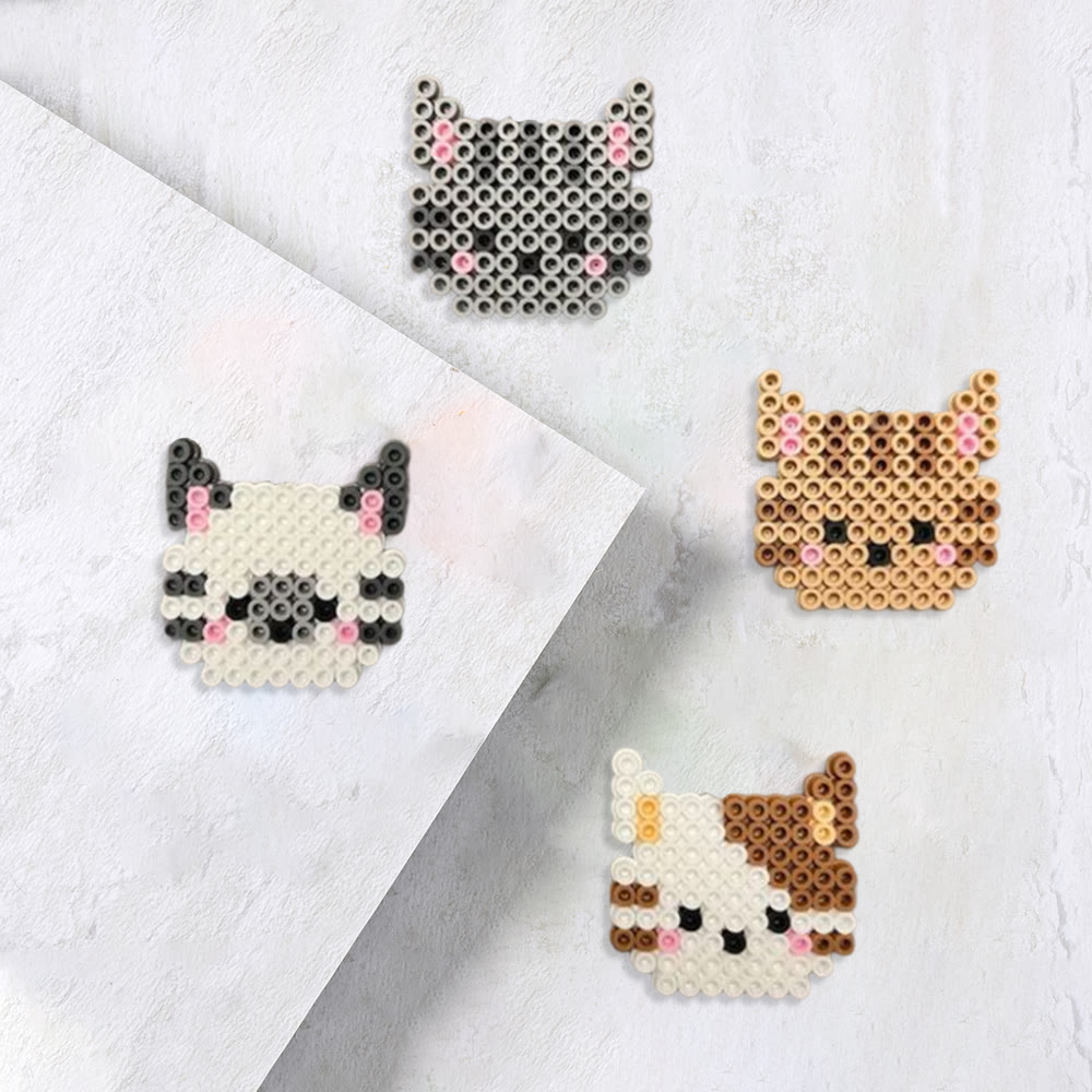 Rubbyoo Perler Beads Kit - Cute Kitten | Nice Keychain Craft | Gift For Cat Lovers - 2.6 mm - Perler Beads Kit + Tool Kit - image 0