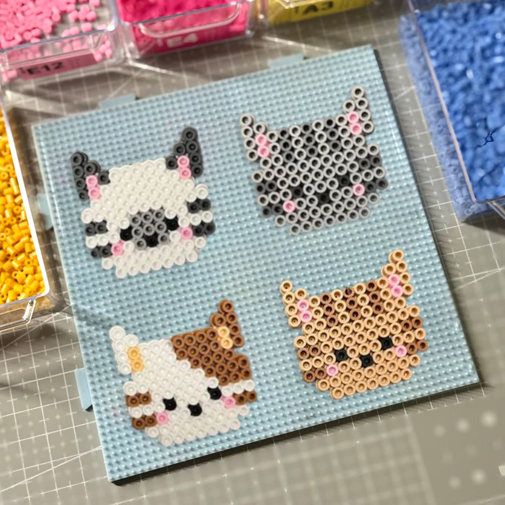 Rubbyoo Perler Beads Kit - Cute Kitten | Nice Keychain Craft | Gift For Cat Lovers - image 5