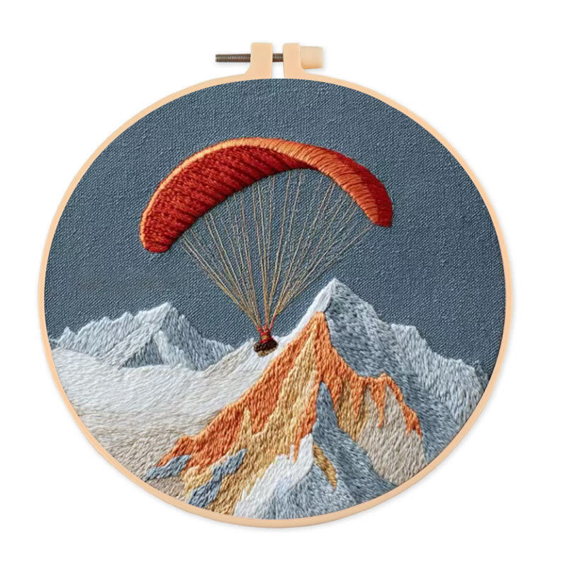 Rubbyoo Embroidery Kit - Mountain Paragliding Adventure | Beginner-friendly DIY Craft | Gift-ready Adventure-themed Kit - 20*20cm - image 0