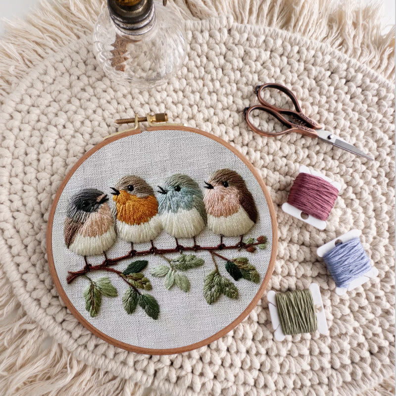 Rubbyoo Embroidery Kit - Four Birds on Branch | Modern Embroidery Hoop | Charming Wall Decor - image 6