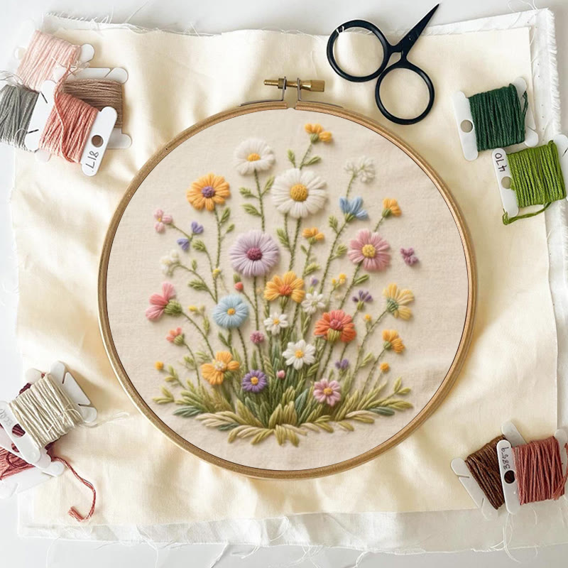Rubbyoo Embroidery Kit - Bouquet Of Colorful Wildflowers | Beginner Embroidered | Great Gift For Her - image 4