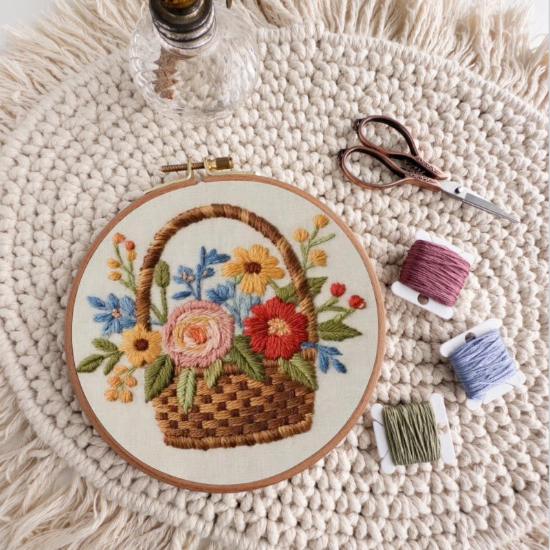 Rubbyoo Embroidery Kit - Blooming Basket Bouquet | Botanical Stitch Design | Charming Decorative Showcase - image 5