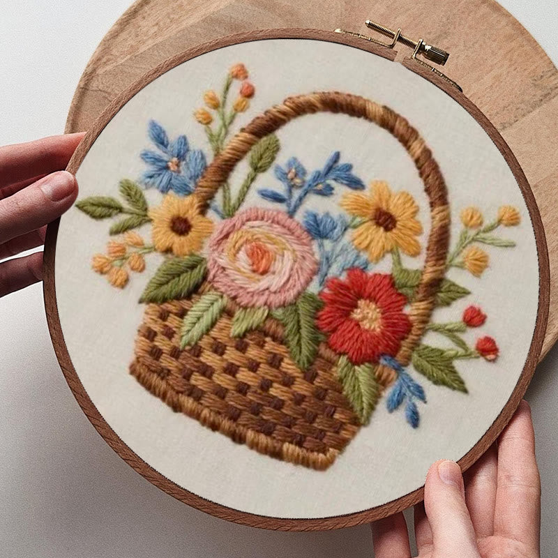 Rubbyoo Embroidery Kit - Blooming Basket Bouquet | Botanical Stitch Design | Charming Decorative Showcase - image 8