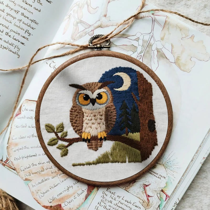 Rubbyoo Embroidery Kit - Moonlit Owl | Twilight Nature Art | Refined Home Showcase - image 6