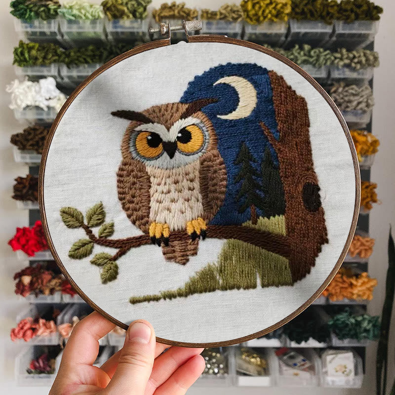 Rubbyoo Embroidery Kit - Moonlit Owl | Twilight Nature Art | Refined Home Showcase - image 8