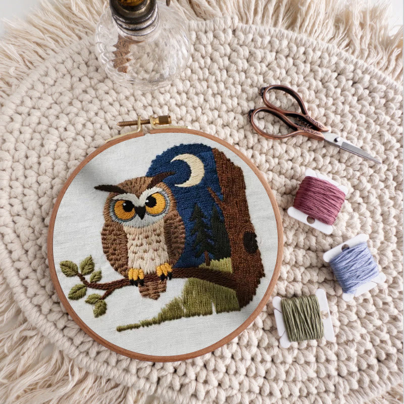 Rubbyoo Embroidery Kit - Moonlit Owl | Twilight Nature Art | Refined Home Showcase - image 5