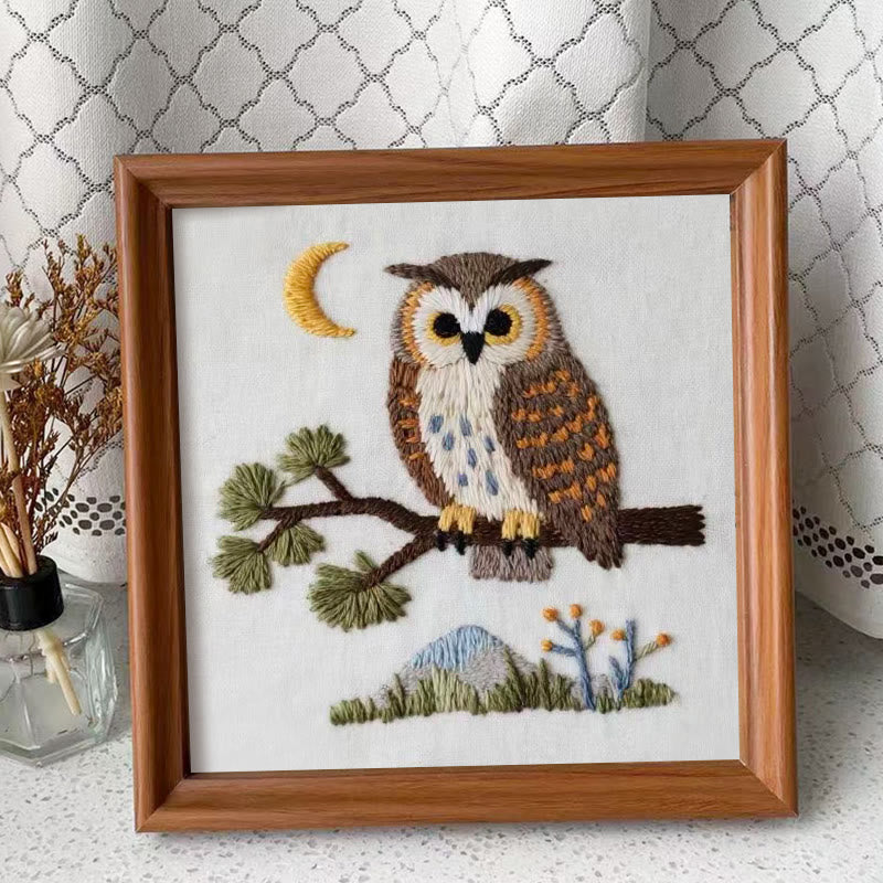 Rubbyoo Embroidery Kit - Little Owl | Simple Diy Craft | Heartfelt Handmade Present - Embroidery Kit Plus An Extra Frame - image 1
