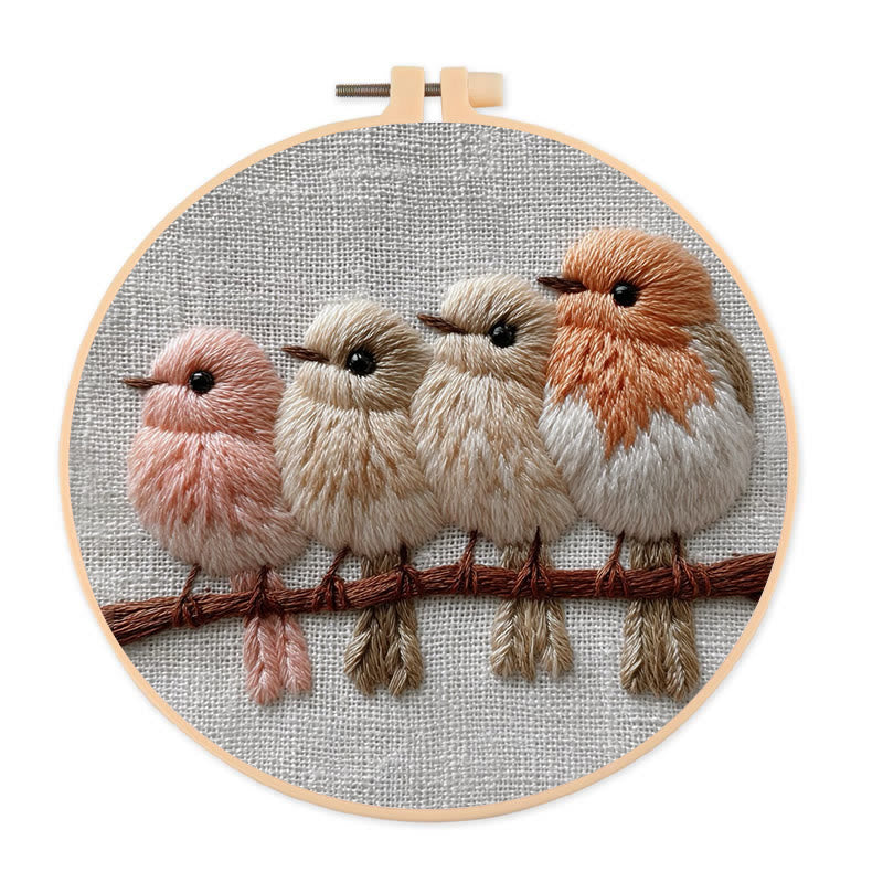 Rubbyoo Embroidery Kit - Little Birds On Branch | Cozy Home Accent | Decorative Stitch Art - 20*20cm - image 0