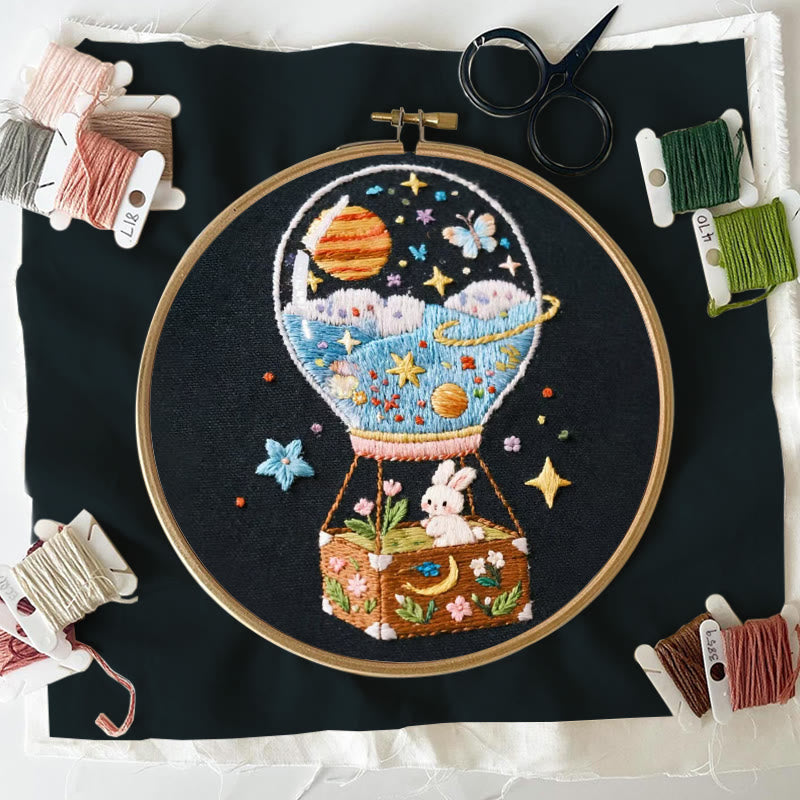 Rubbyoo Embroidery Kit - Starry Balloon Journey | Dreamlike Stitch Artwork | Handmade Decorative Piece - image 2