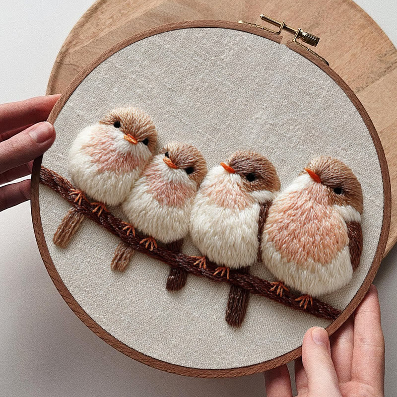 Rubbyoo Embroidery Kit - Four Little Birds | Gentle Thread Painting | Beginner-Friendly DIY - image 7