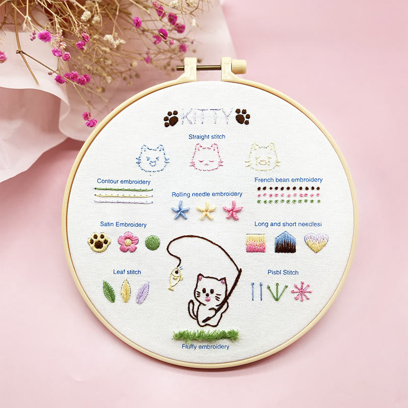 Rubbyoo 4-piece Kitten Embroidery Starter Kit - Lovely Cat Series | Beginners Stitch Practice   | Perfect Handicraft For Cat Lover - image 2