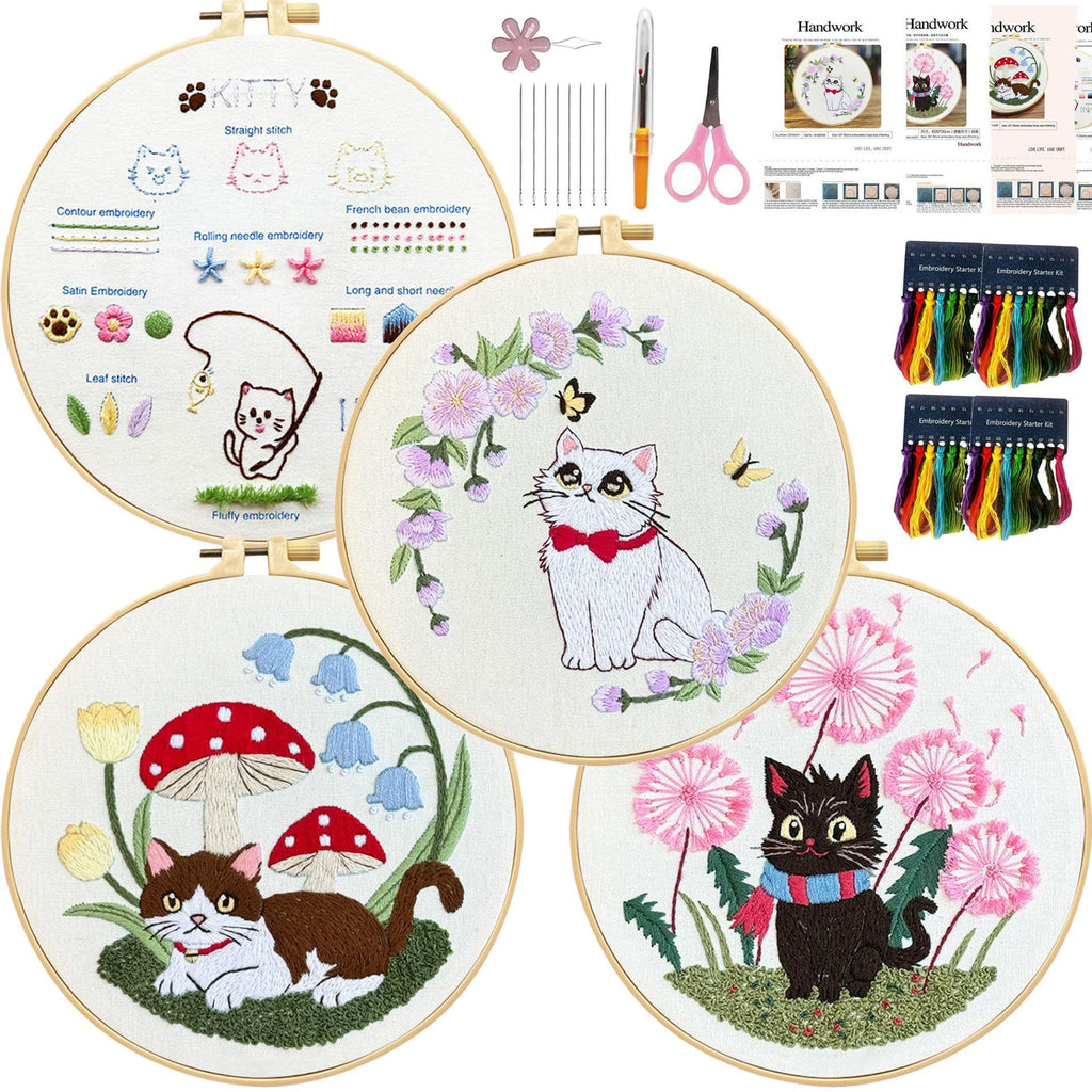 Rubbyoo 4-piece Kitten Embroidery Starter Kit - Lovely Cat Series | Beginners Stitch Practice   | Perfect Handicraft For Cat Lover - 4-piece Kitten Embroidery Starter Kit - image 6