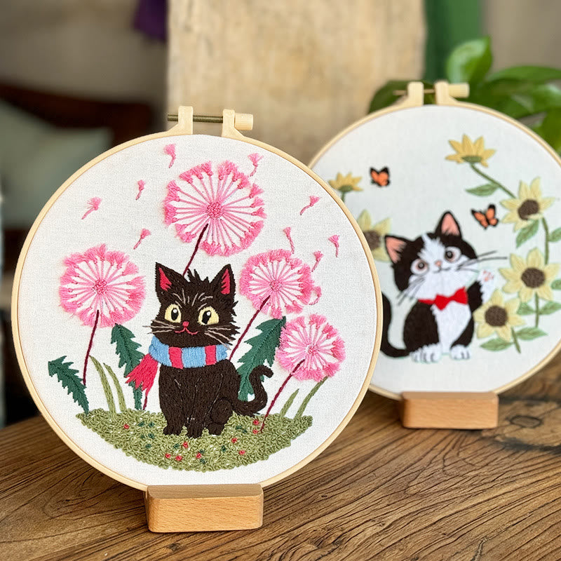 Rubbyoo 4-piece Kitten Embroidery Starter Kit - Lovely Cat Series | Beginners Stitch Practice   | Perfect Handicraft For Cat Lover - image 1