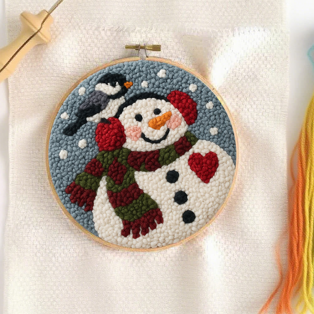 Smiling Snowman Punch Needle Kit – Creative Fiber Art | Cheerful Winter Accent - image 1
