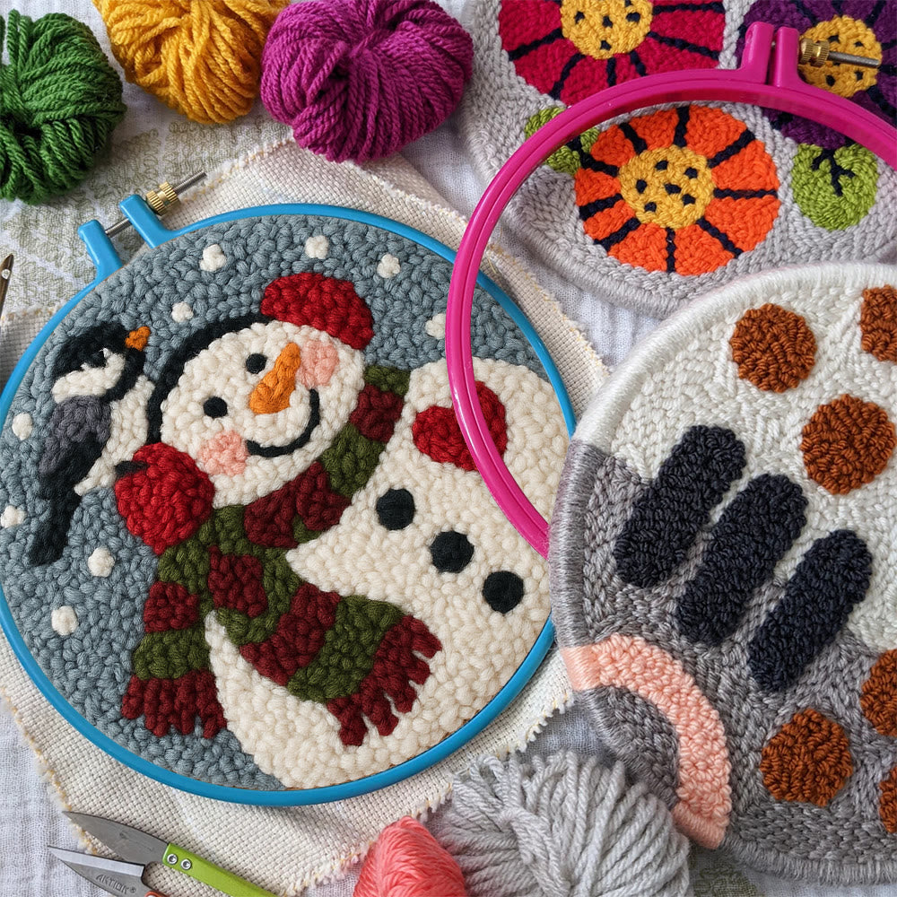 Smiling Snowman Punch Needle Kit – Creative Fiber Art | Cheerful Winter Accent - image 9