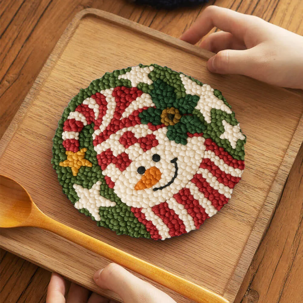 Merry Hat Punch Needle Kit – Beginner DIY Craft | Charming Holiday Wall Display - 5 inch Coaster Kit - image 3