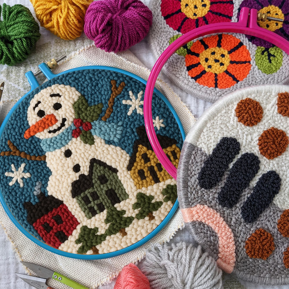 Village Snowman Punch Needle Kit – Beginner-Friendly Project | Charming Holiday Wall Piece - image 9
