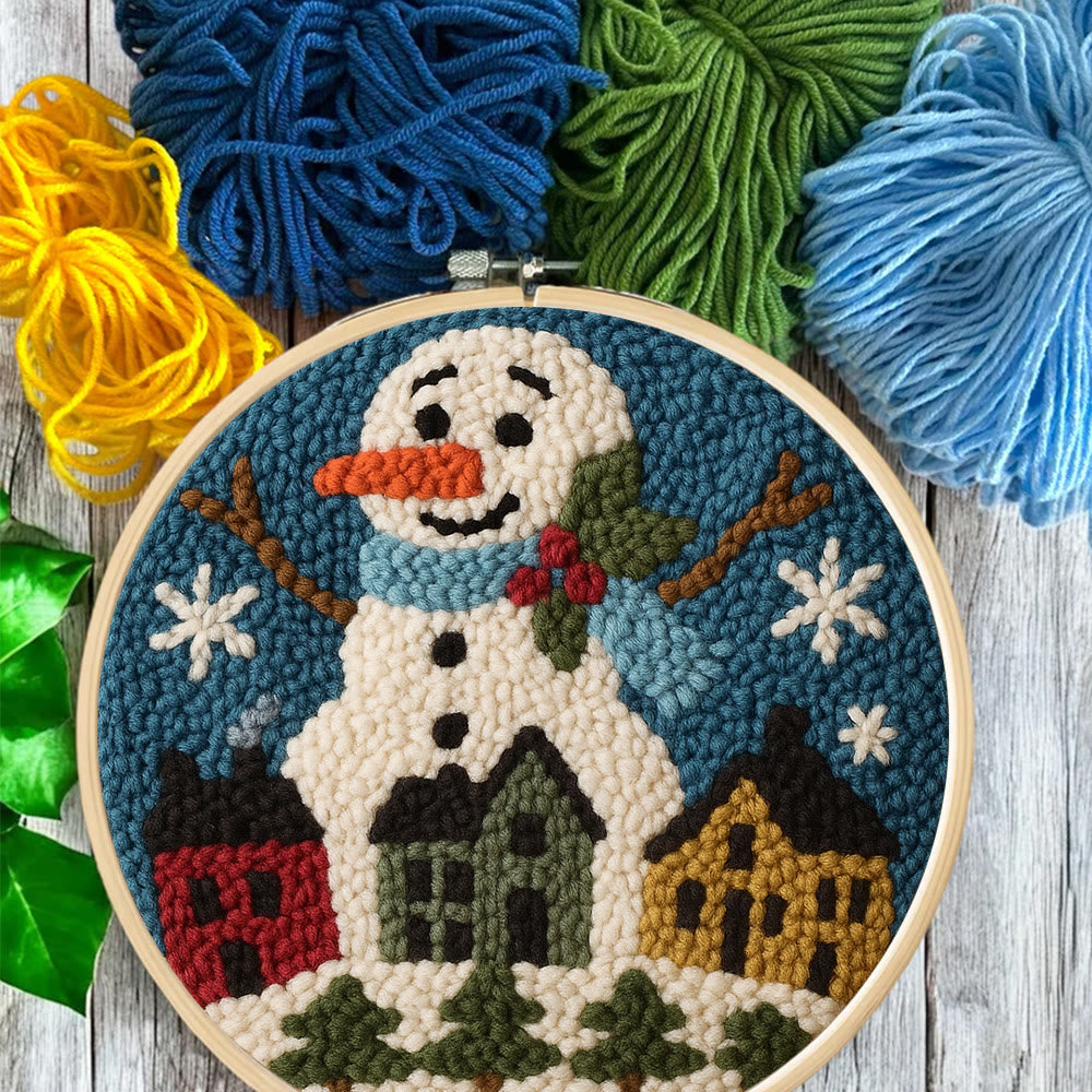 Village Snowman Punch Needle Kit – Beginner-Friendly Project | Charming Holiday Wall Piece - image 6