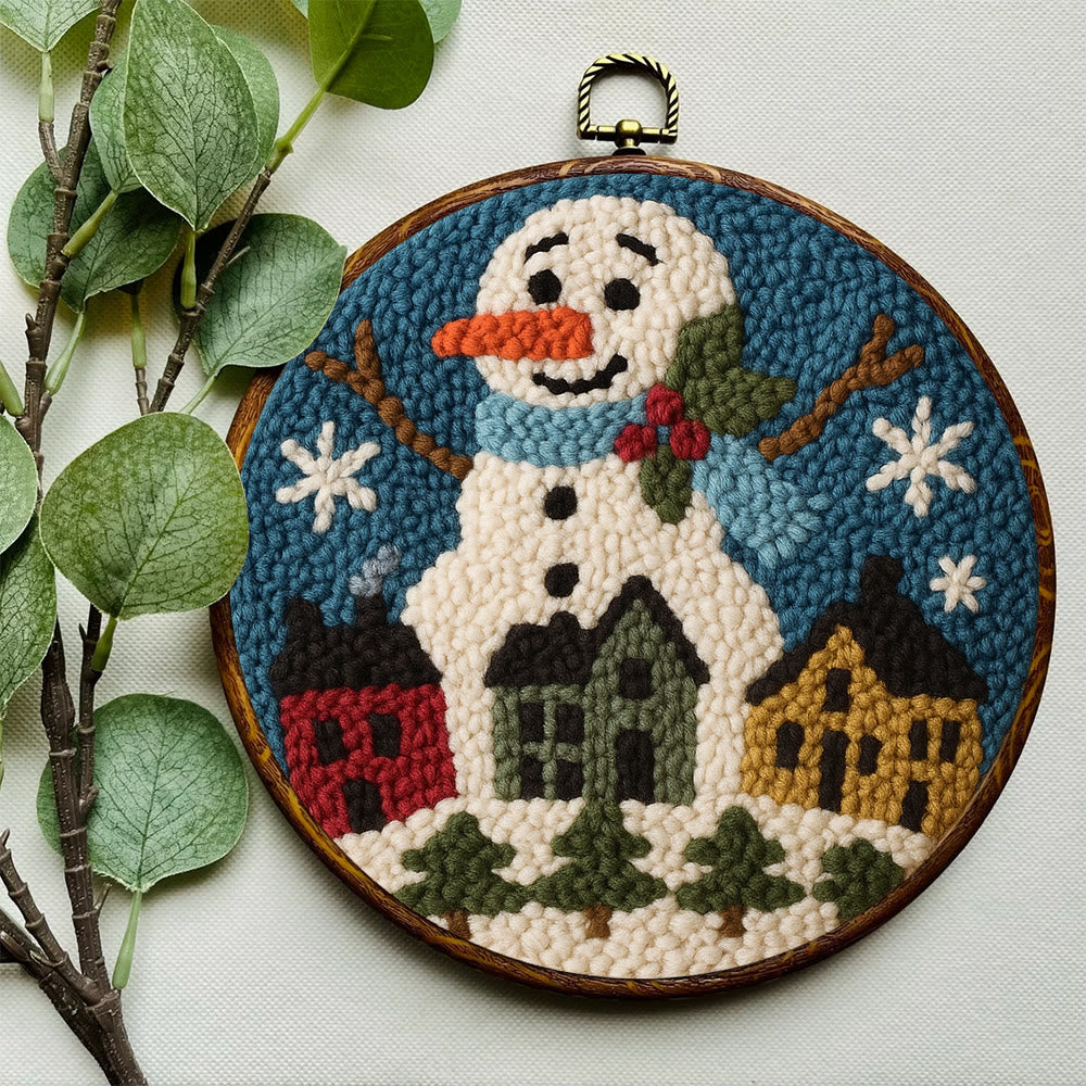 Village Snowman Punch Needle Kit – Beginner-Friendly Project | Charming Holiday Wall Piece - image 5