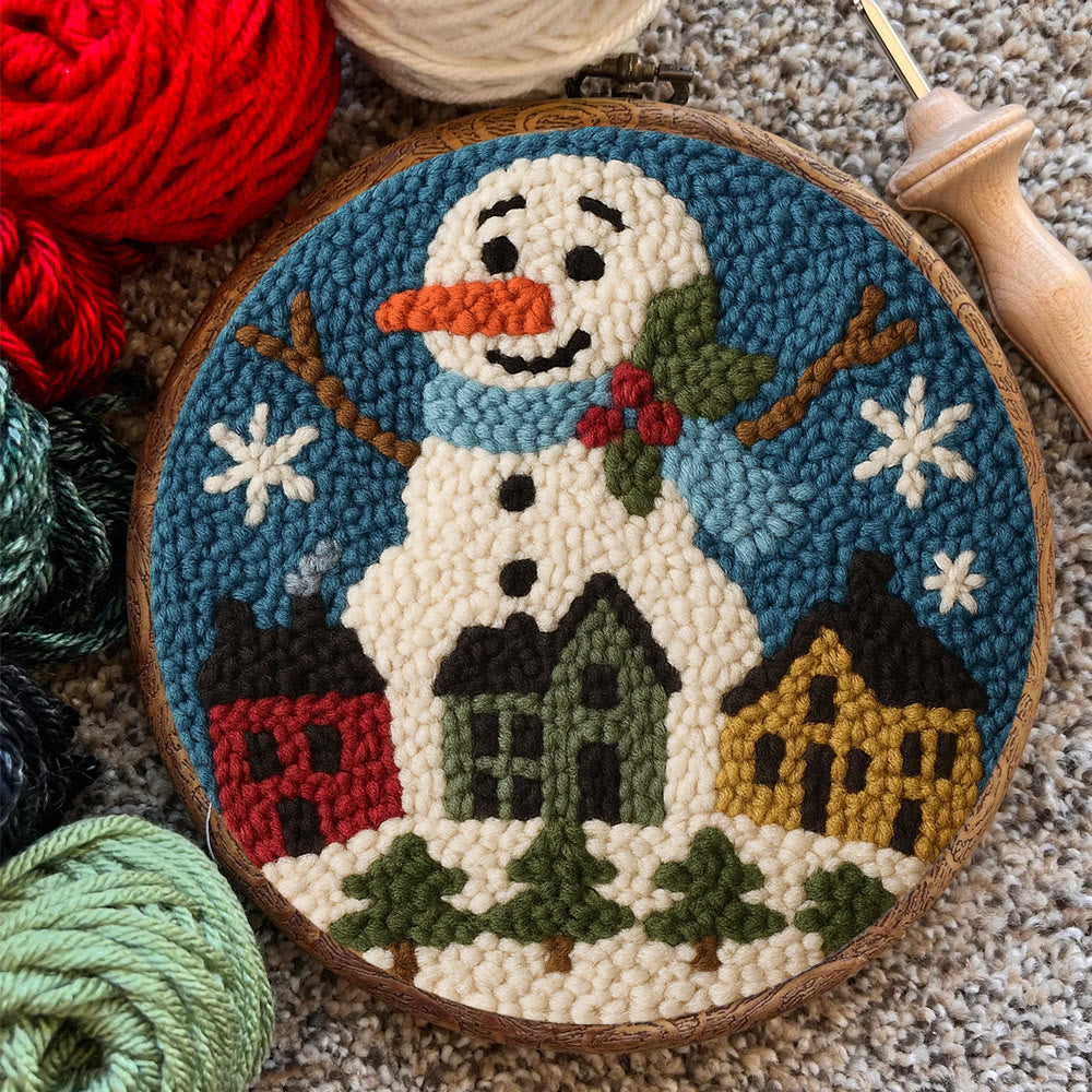 Village Snowman Punch Needle Kit – Beginner-Friendly Project | Charming Holiday Wall Piece - image 8