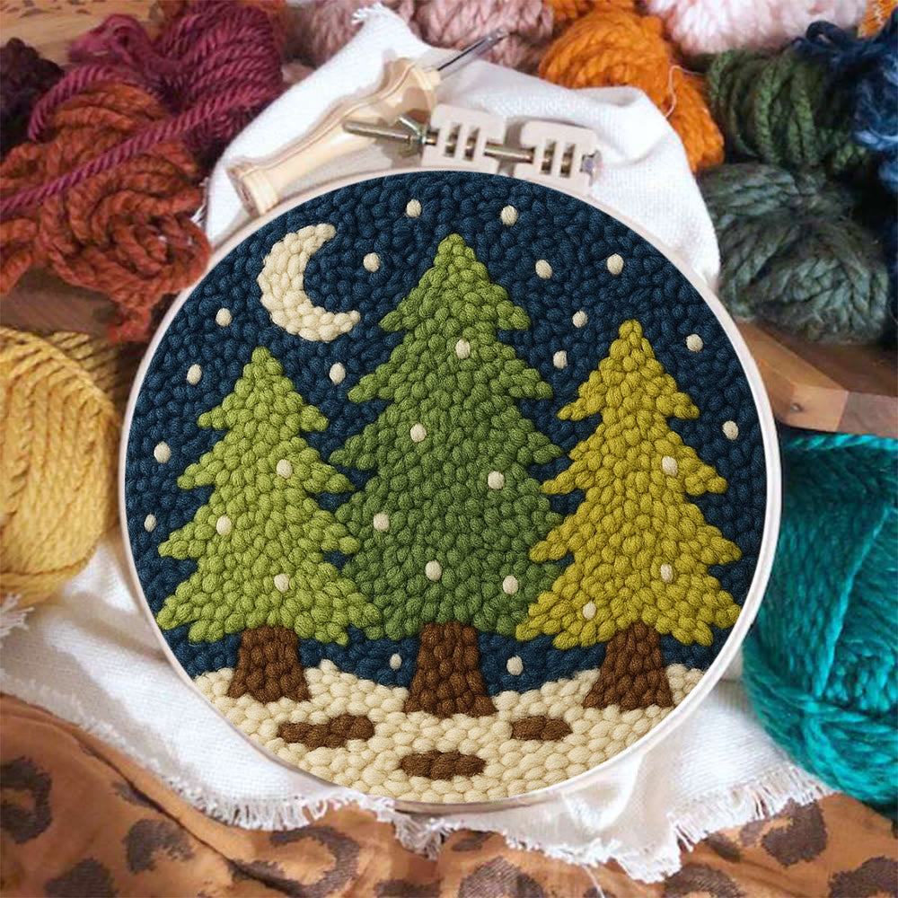 Nightfall Trees Punch Needle Kit – Starter Stitch Kit | Quiet Winter Wall Art - image 2