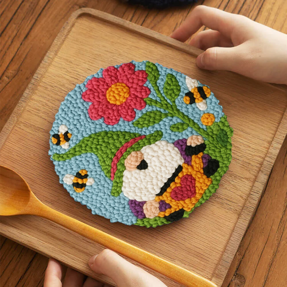 Cute Gnome Punch Needle Kit – Beginner-Friendly DIY Set | Colorful Garden Decor Craft - 5 inch Coaster Kit - image 11