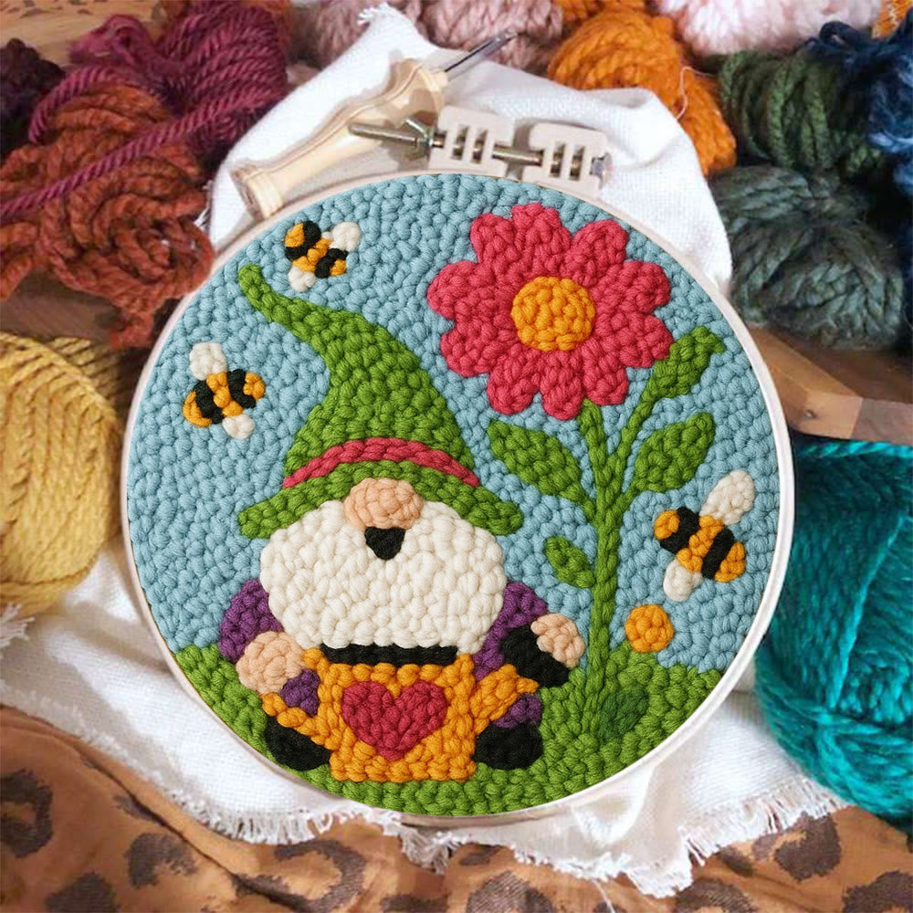 Cute Gnome Punch Needle Kit – Beginner-Friendly DIY Set | Colorful Garden Decor Craft - image 1