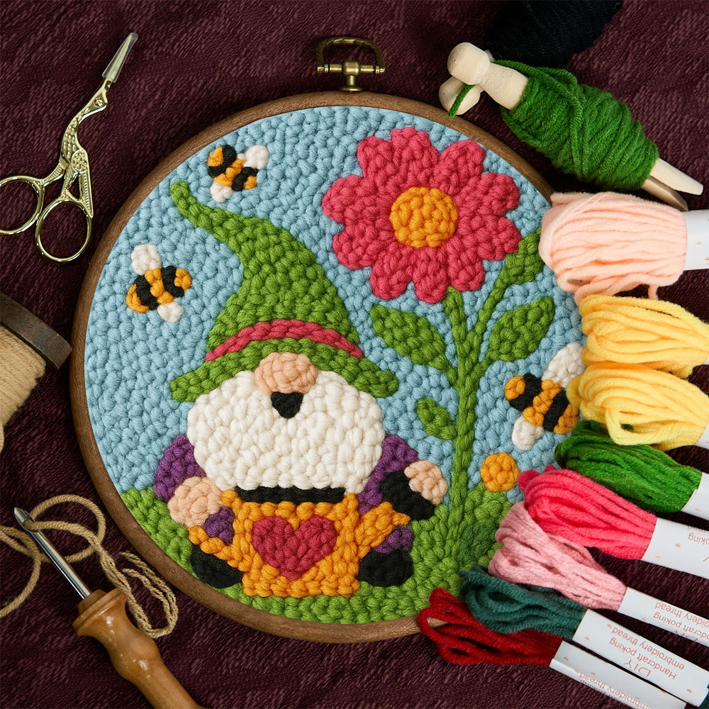 Cute Gnome Punch Needle Kit – Beginner-Friendly DIY Set | Colorful Garden Decor Craft - image 3