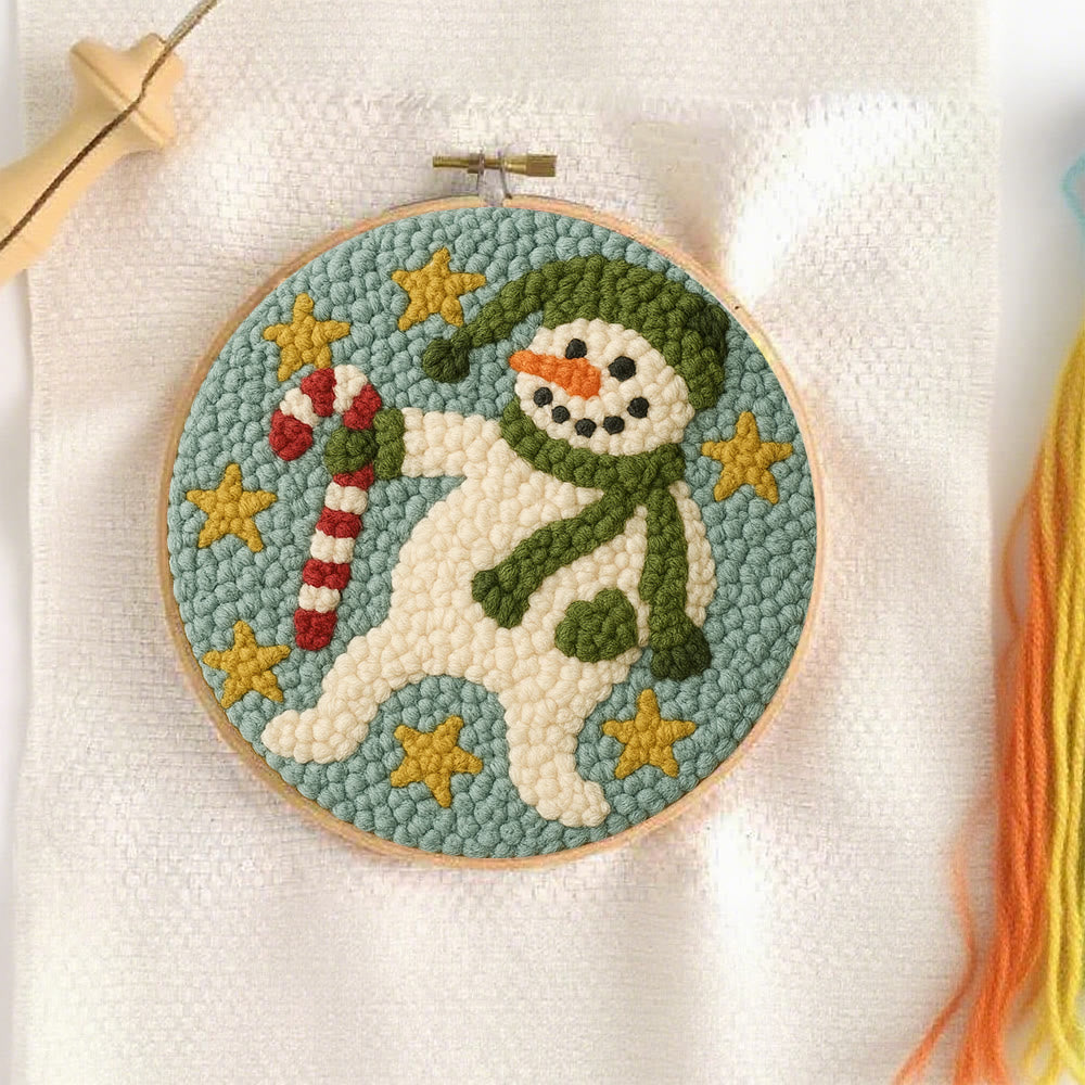 Whimsical Snowman Punch Needle Kit – Fun Holiday DIY Stitch Project | Playful Winter Decor - image 2