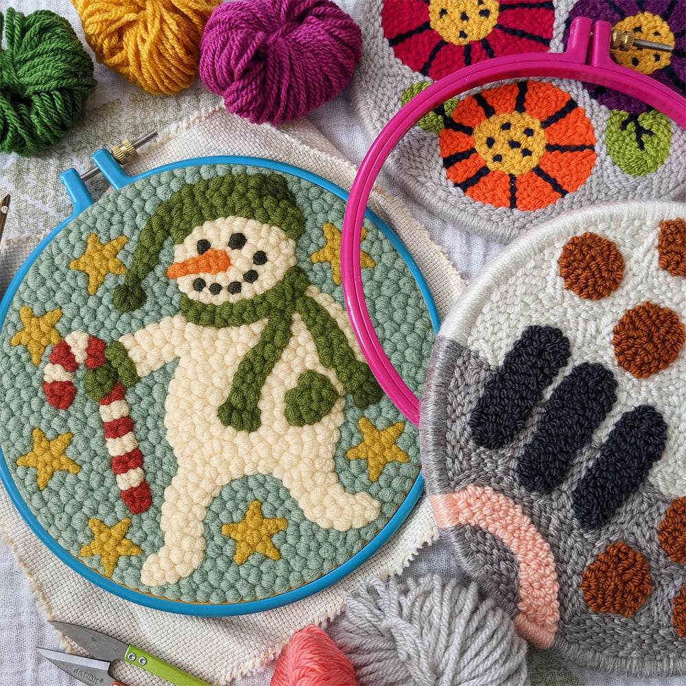 Whimsical Snowman Punch Needle Kit – Fun Holiday DIY Stitch Project | Playful Winter Decor - image 9