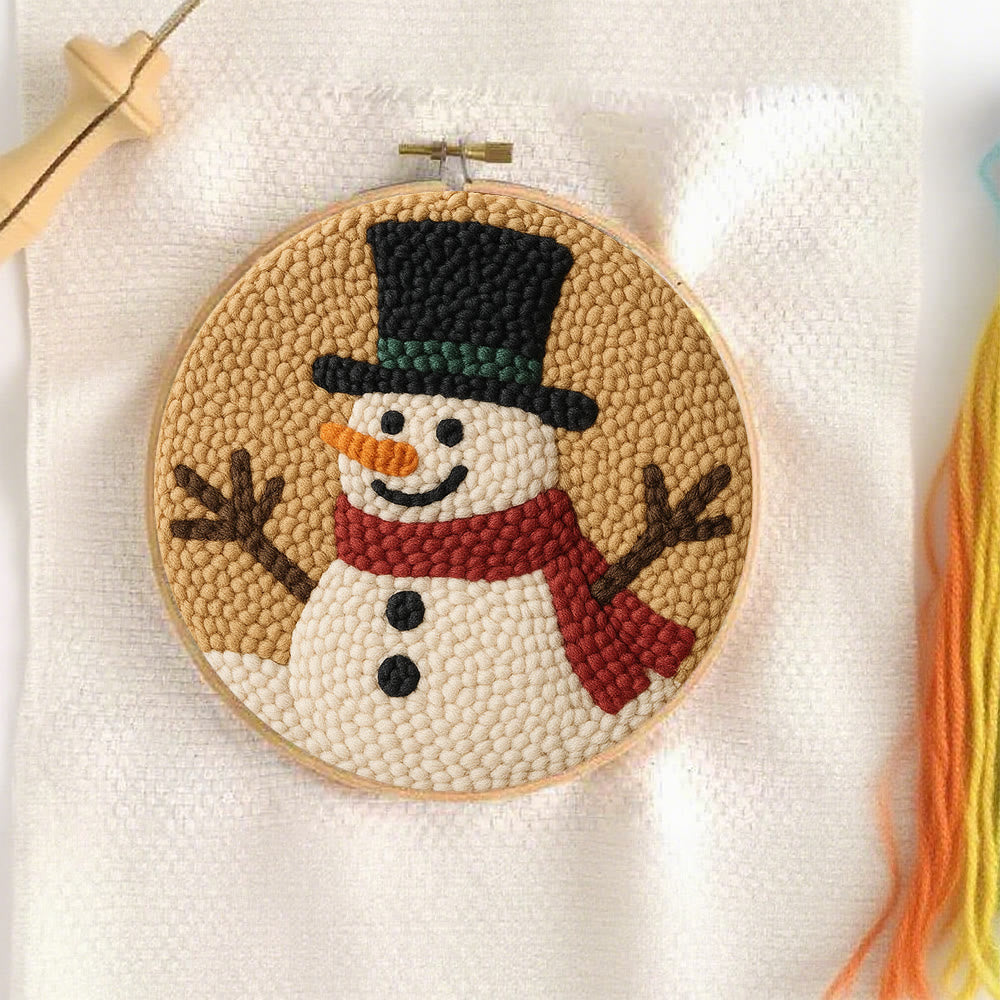 Cheerful Snowman Punch Needle Kit – Beginner-friendly Winter Stitch Kit | Festive Holiday Wall Art - image 1