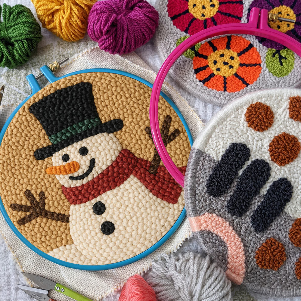 Cheerful Snowman Punch Needle Kit – Beginner-friendly Winter Stitch Kit | Festive Holiday Wall Art - image 8