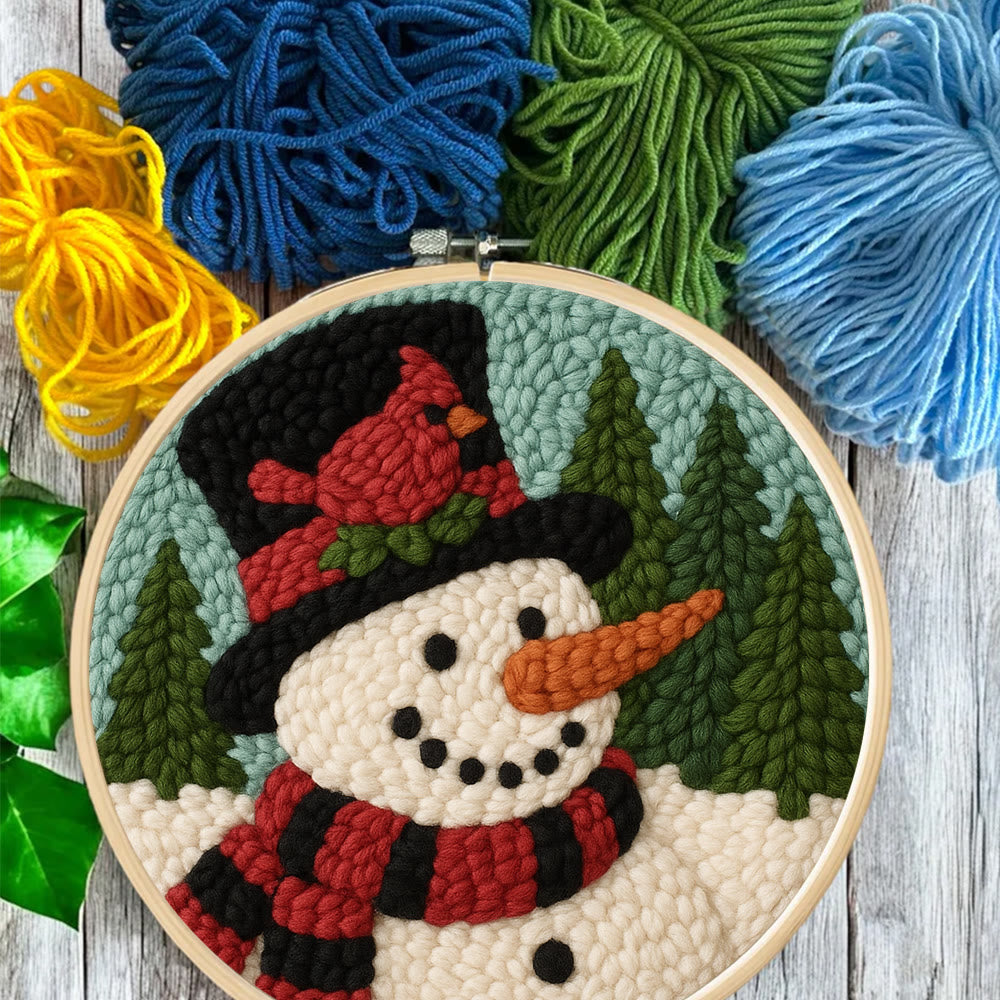 Snowman with Cardinal Punch Needle Kit – Cozy Winter DIY Gift | Handmade Holiday Keepsake - image 5