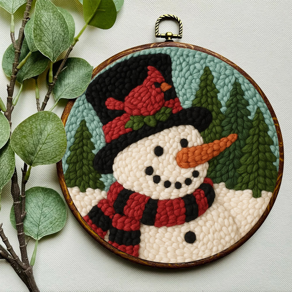 Snowman with Cardinal Punch Needle Kit – Cozy Winter DIY Gift | Handmade Holiday Keepsake - image 7