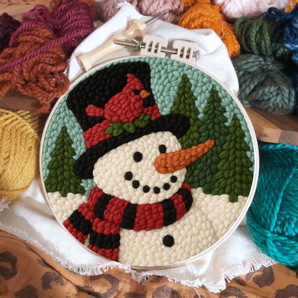 Snowman with Cardinal Punch Needle Kit – Cozy Winter DIY Gift | Handmade Holiday Keepsake - image 2