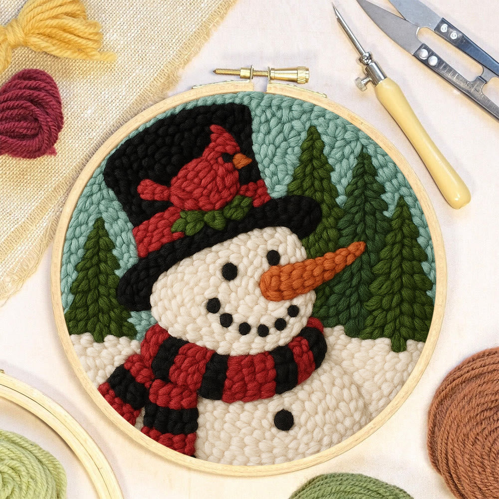 Snowman with Cardinal Punch Needle Kit – Cozy Winter DIY Gift | Handmade Holiday Keepsake - image 8