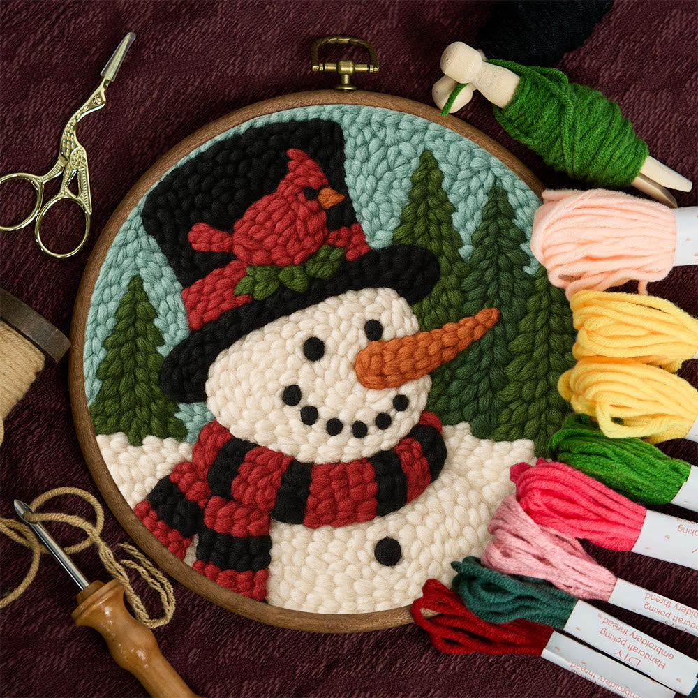 Snowman with Cardinal Punch Needle Kit – Cozy Winter DIY Gift | Handmade Holiday Keepsake - image 10