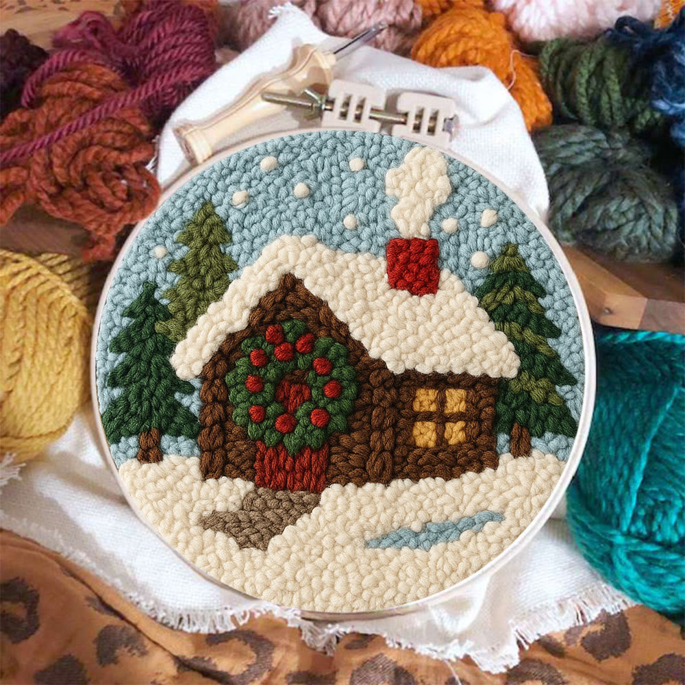 Snowy Cabin Punch Needle Kit – Beginner Winter Project | Handmade Holiday Idea - image 2