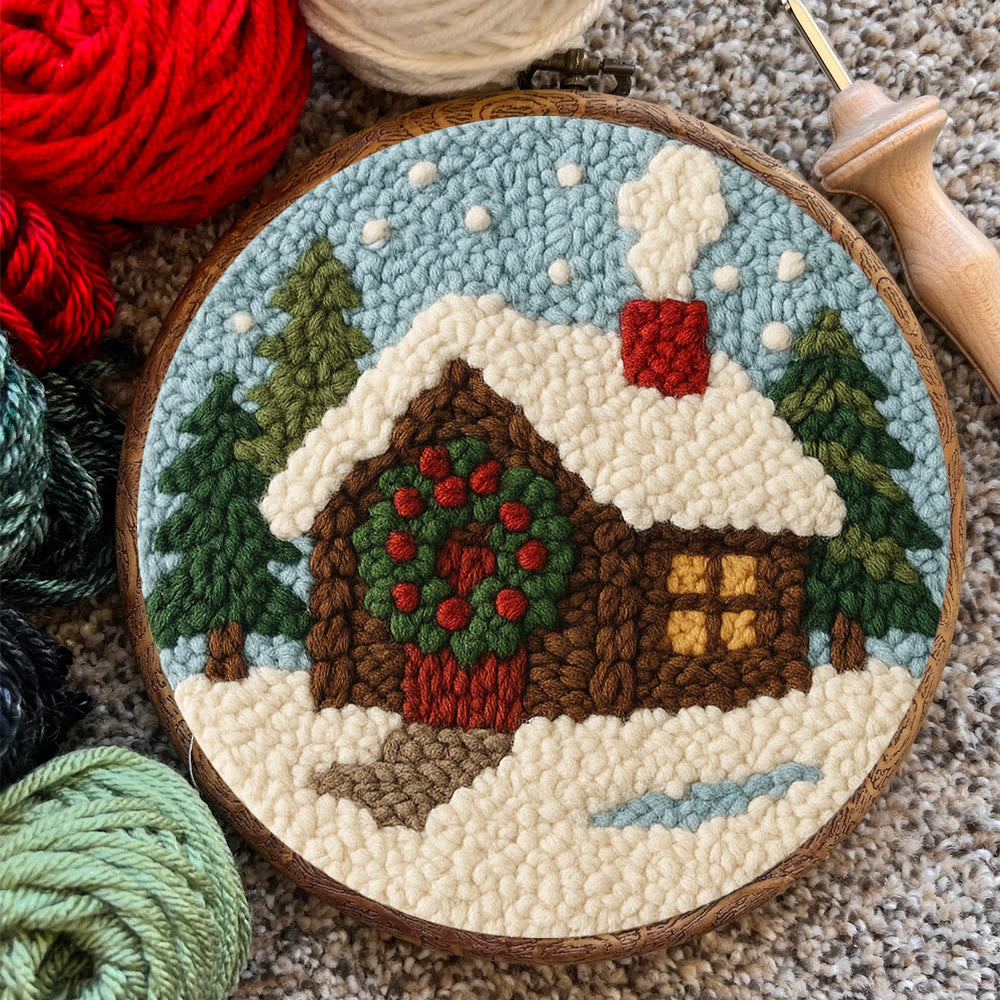 Snowy Cabin Punch Needle Kit – Beginner Winter Project | Handmade Holiday Idea - image 8