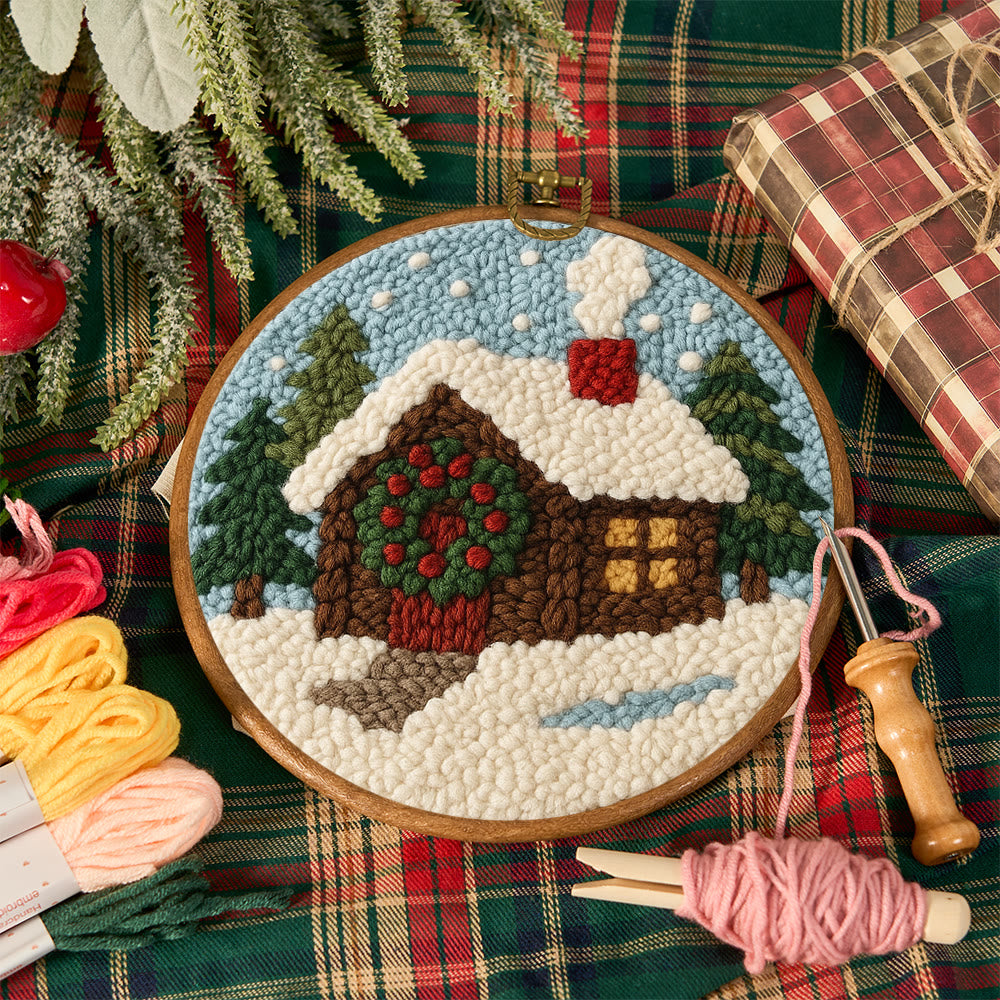 Snowy Cabin Punch Needle Kit – Beginner Winter Project | Handmade Holiday Idea - image 11