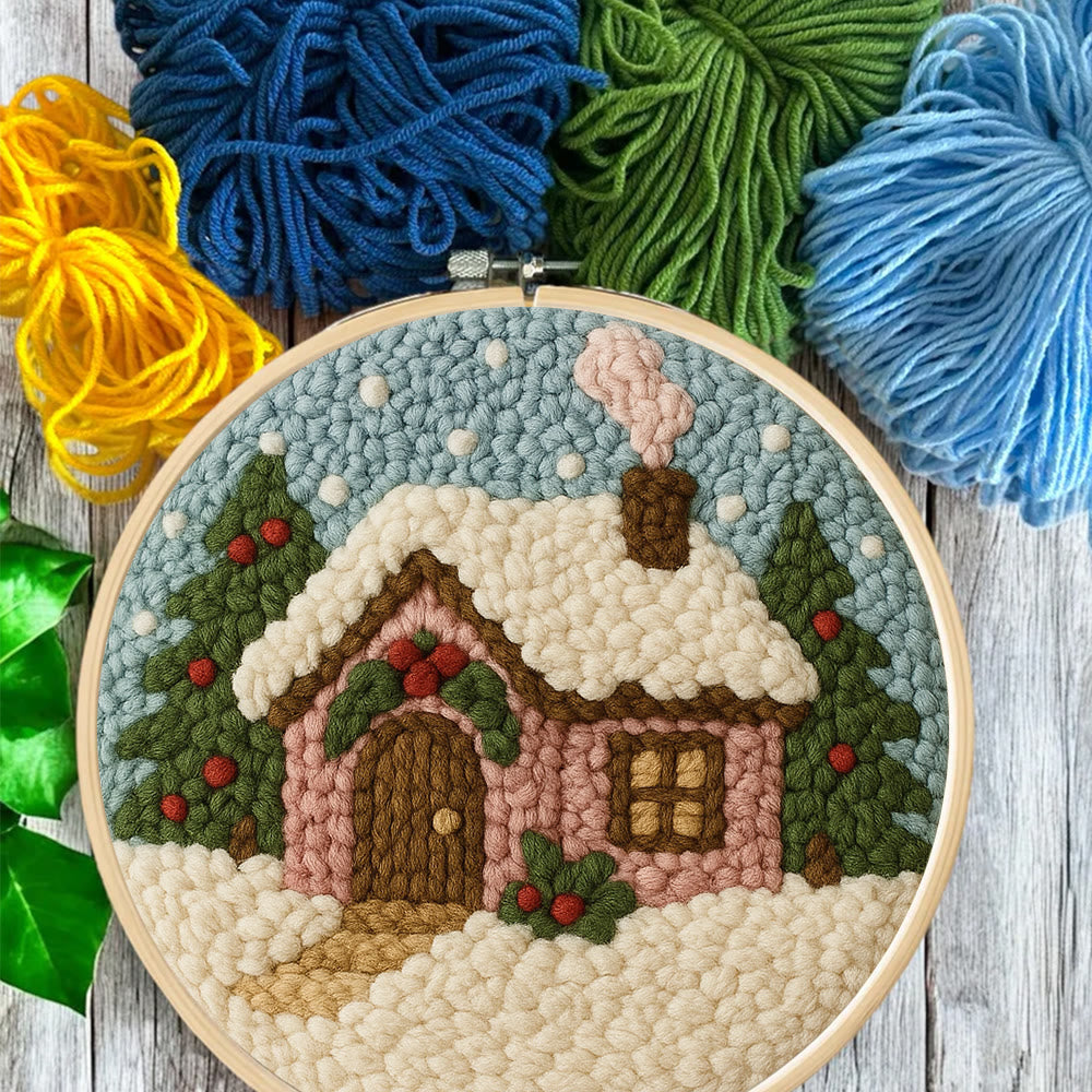 Cozy Pastel Punch Needle Kit – Beginner Snowy Cottage Stitching | Relaxing DIY Craft Experience - image 5
