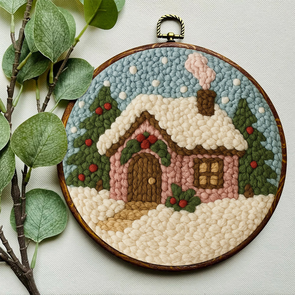 Cozy Pastel Punch Needle Kit – Beginner Snowy Cottage Stitching | Relaxing DIY Craft Experience - image 7