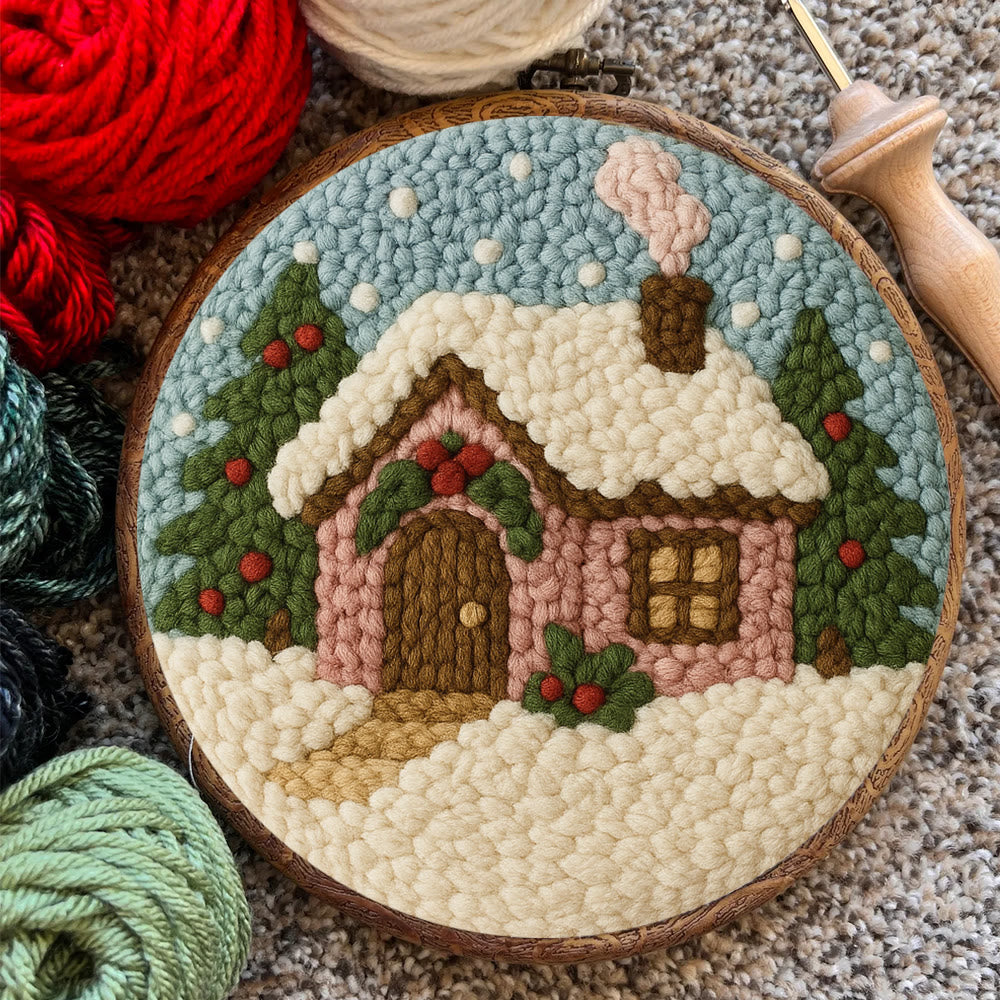Cozy Pastel Punch Needle Kit – Beginner Snowy Cottage Stitching | Relaxing DIY Craft Experience - image 8