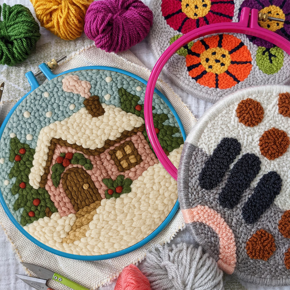 Cozy Pastel Punch Needle Kit – Beginner Snowy Cottage Stitching | Relaxing DIY Craft Experience - image 9