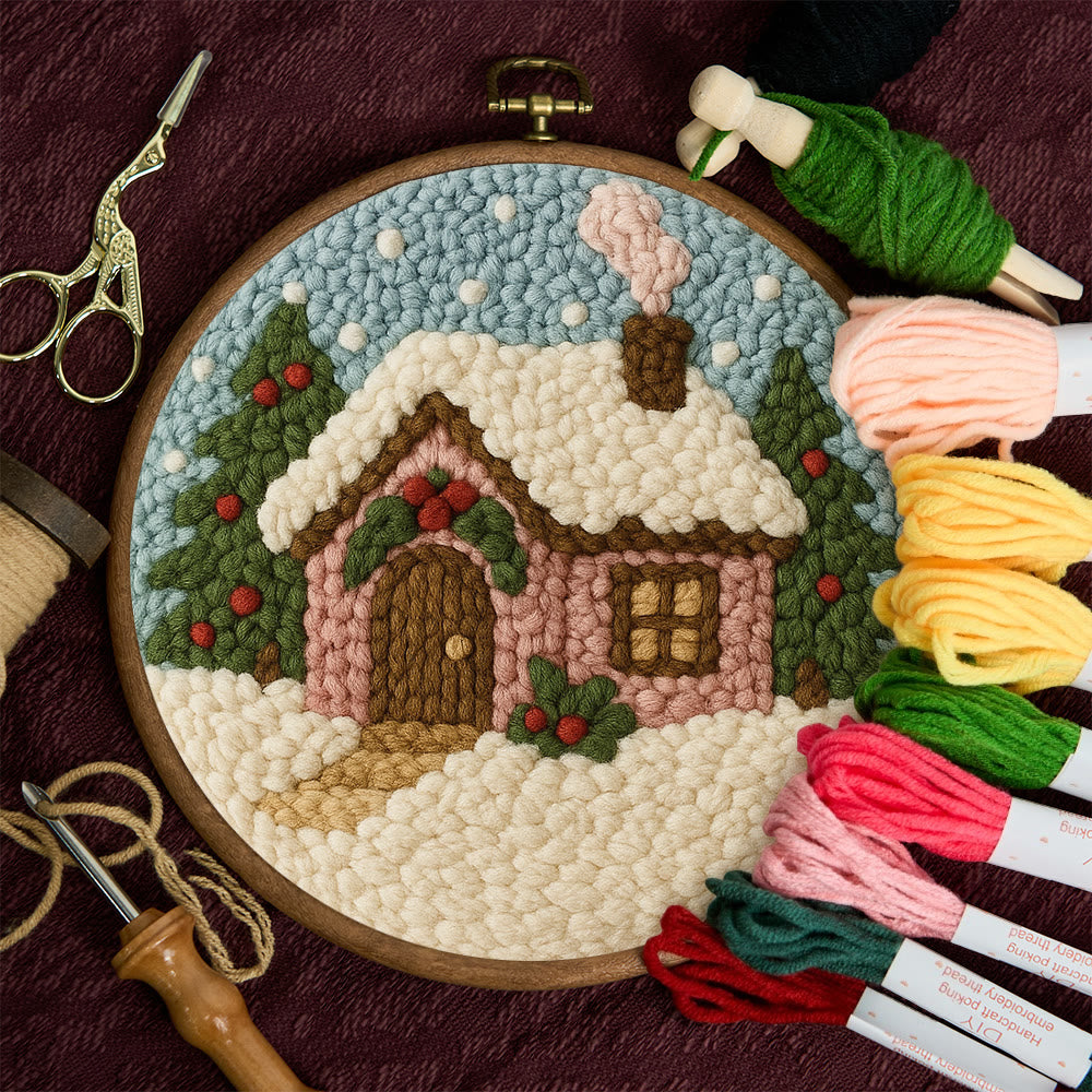 Cozy Pastel Punch Needle Kit – Beginner Snowy Cottage Stitching | Relaxing DIY Craft Experience - image 10