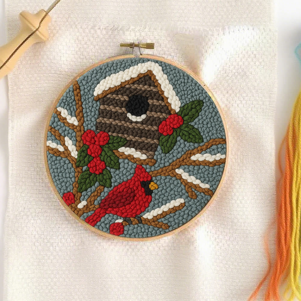 Cardinal In Winter Punch Needle Kit – Easy Festive Diy | A Comforting Handmade Moment - image 1